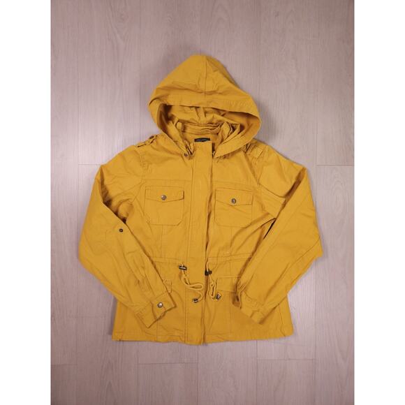 Shinestar XL Mustard Yellow Utility Cotton Jacket with Hoodie Full Zip - Picture 1 of 15